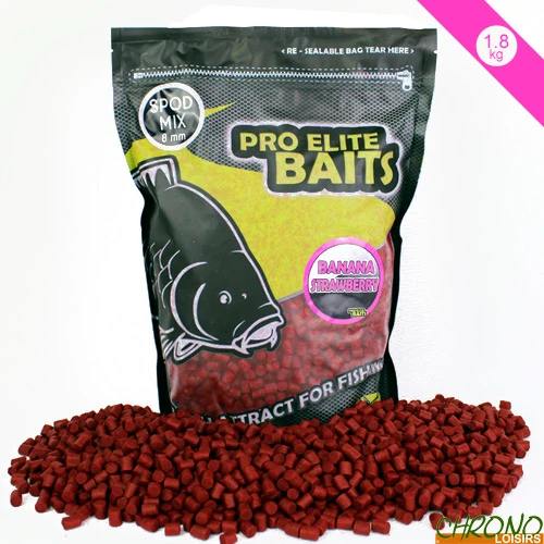 Pellets Pro Elite Baits Banana & Strawberry Spod Mix 8mm 1.8kg 1 Pellets Pro Elite Baits Banana & Strawberry Spod Mix 8mm 1.8kg