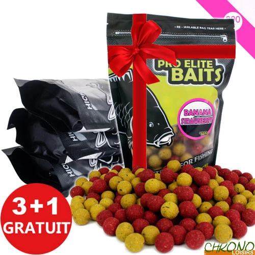 Bouillettes Pro Elite Baits Banana & Strawberry 20mm 800g (x3) 1 Bouillettes Pro Elite Baits Banana & Strawberry 20mm 800g (x3)